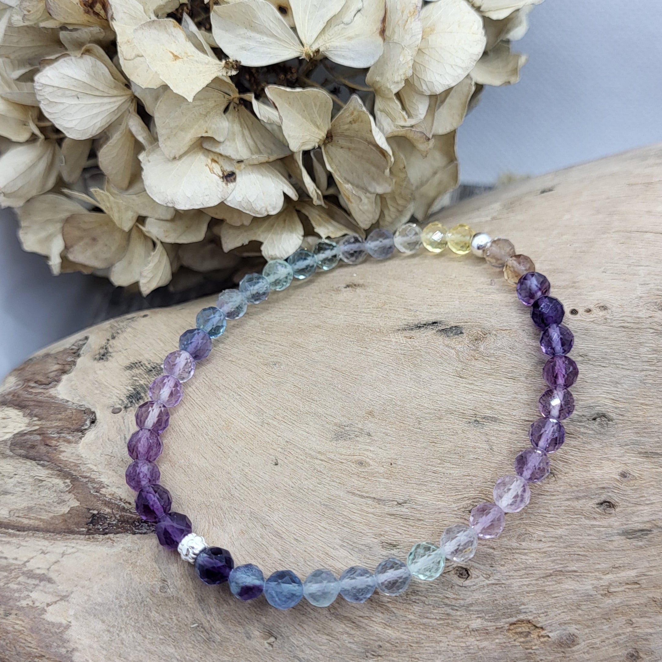 Fluorit Armband aus 4 mm Perlen, Umfang 17 cm