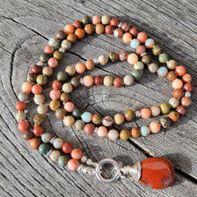 Lade das Bild in den Galerie-Viewer, Lange Halskette Picasso Jaspis/ Terra Jaspis / Aventurin (6mm)