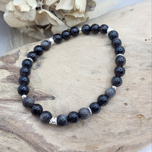 Lade das Bild in den Galerie-Viewer, Armband Silber Obsidian (6mm)