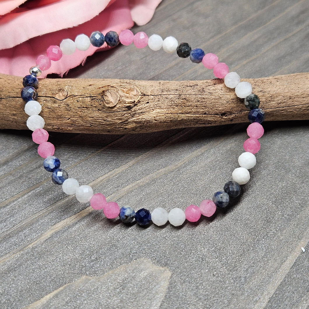 Armband Mondstein/ Sodalith/ Turmalin (4mm)