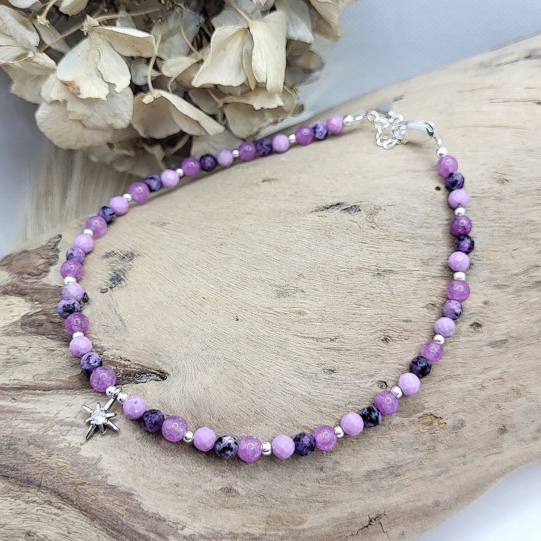 Fusskette Amethyst / Charoit / Achat
