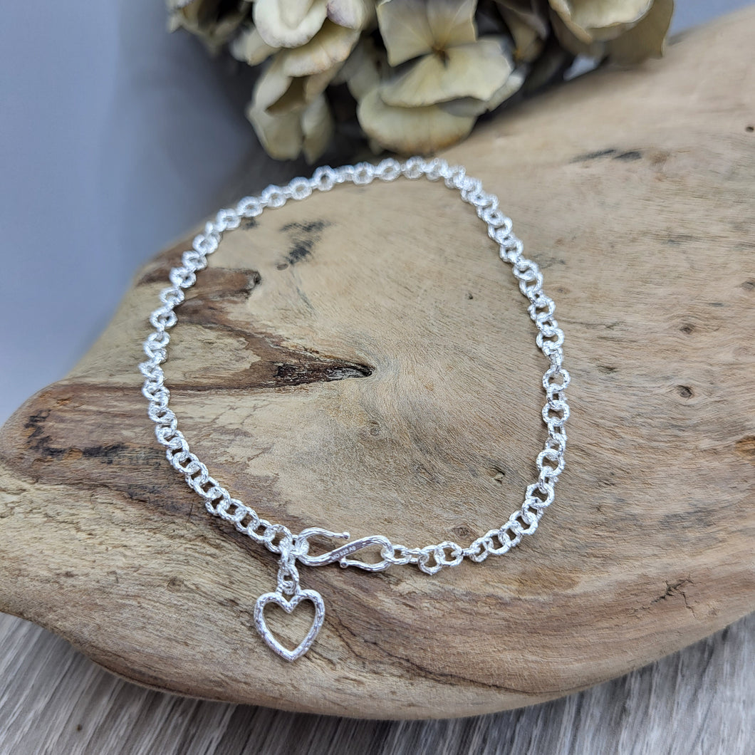 Armband 925 Sterling Silber mit Herz (4mm)