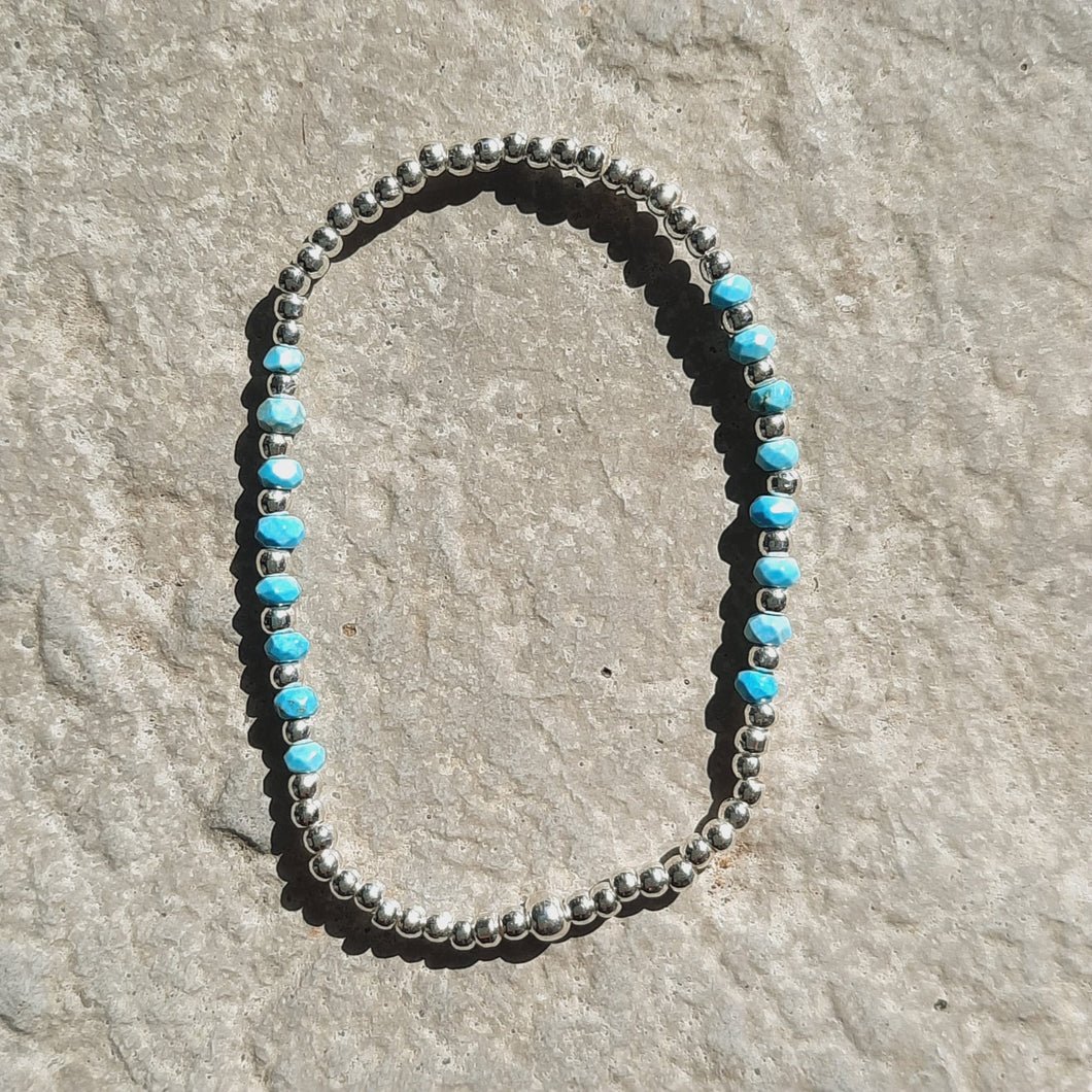 Armband Türkis und Silber Kugeln (4+3mm)